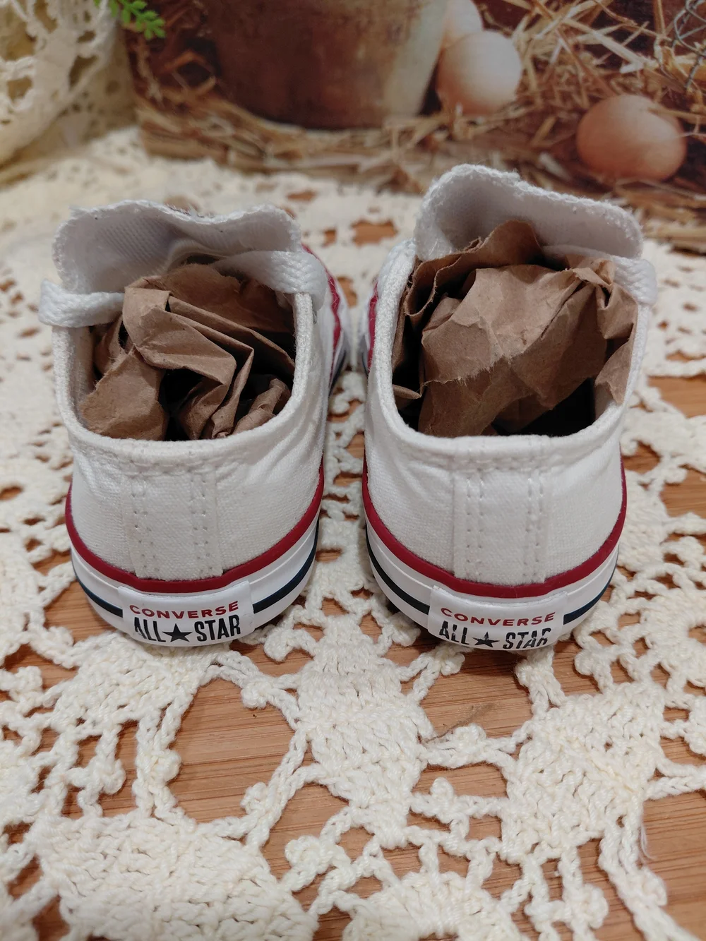 Converse Kids White Canvas Sneakers with Red Trim